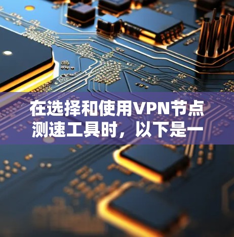 在选择和使用VPN节点测速工具时，以下是一些关键因素和步骤，帮助您做出明智的选择